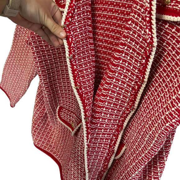 Talbots Tipped Tweed Sweater Jacket NWT Women's Sz 2X Red Refined Preppy Bold - Picture 5 of 6